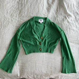 Green cropped cardigan